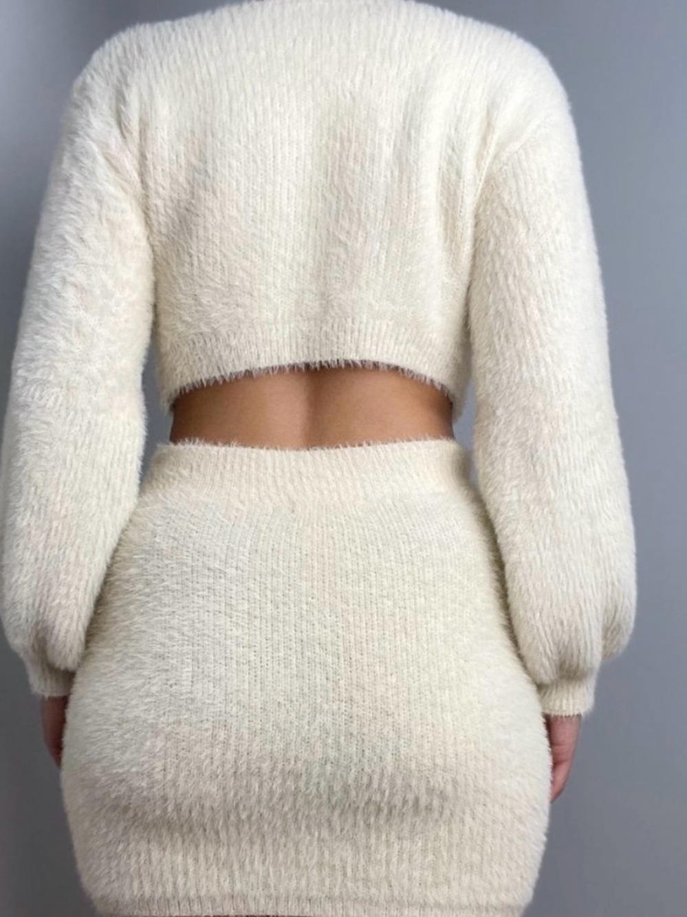 Lulu's Cream Fuzzy Knit Mini Skirt and top set 🔥 - Picture 2 of 8